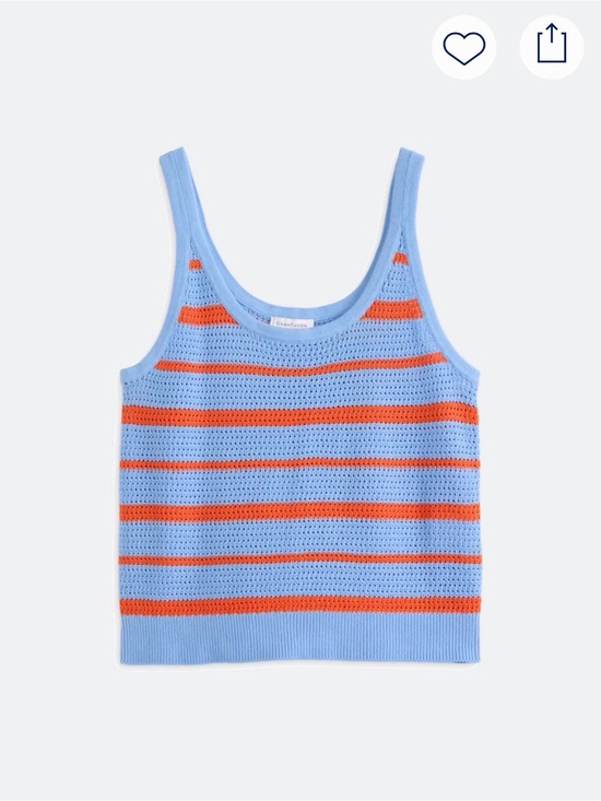 41 Hawthorn Tops - 41 Hawthorn Light Blue & Orange Crochet Stripe Tank